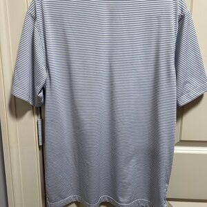 Masters Performance Polo White with Blue Stripes.